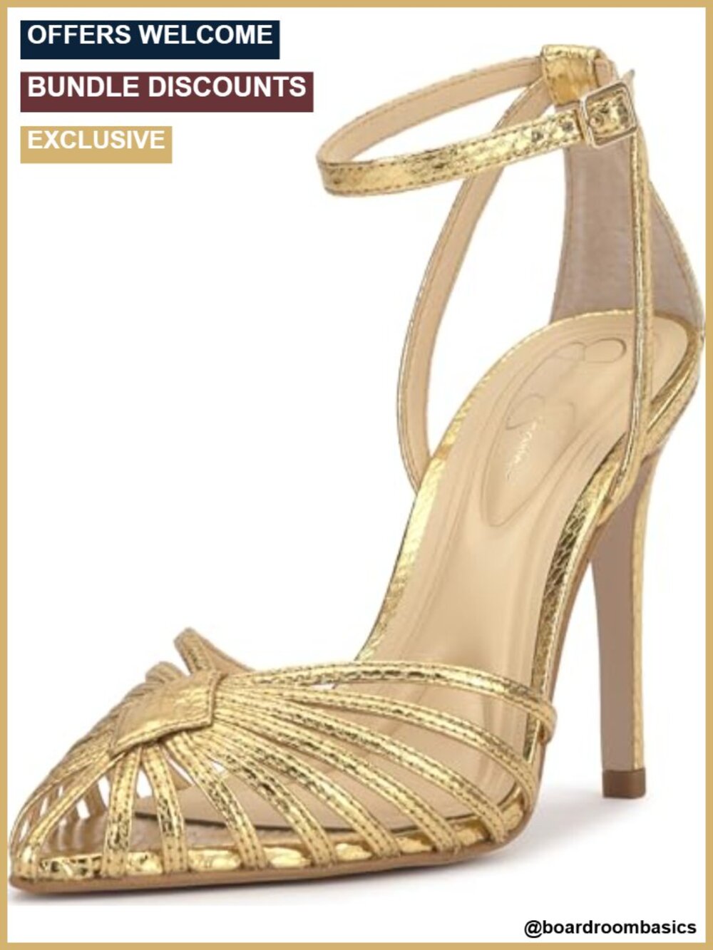 Strappy Ankle Strap Stiletto Heels - Faux Leather, Pointed Toe, Dressy Pumps